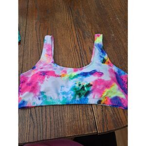 XL Tie Dye Crop Top Sports Bra Bikini Swimsuit Bathing Suit Tankini Top